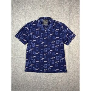 Kani Jeans Mens Short Sleeve Button Up Shirt All Over Print Portraits Size L